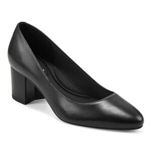 Easy Spirit Womens Cosma Black Leather Pointed Toe Dressy Pumps Shoes